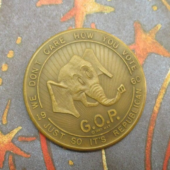 NIXON LODGE 1960 Presidential Election Gold Challenge Coin ~ GOP Republican Coin - Picture 10 of 14